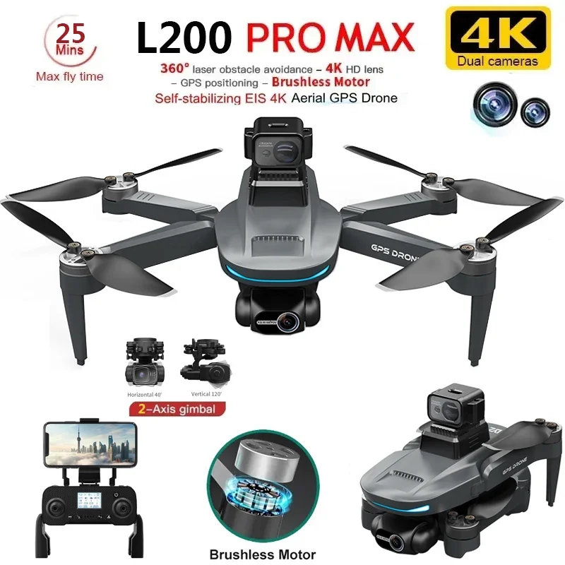 Drone App Rc Fpv - L200 PRO MAX Drone 4K 2-Axis